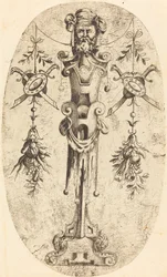 Cabeza barbuda en un pedestal