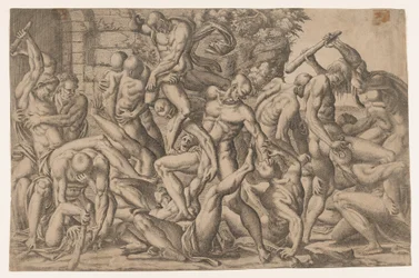 Combate de hombres desnudos, 1535-55