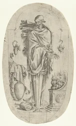 Término en forma de un anciano calentando sus manos, 1535-55