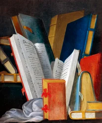Alegoría de la Literatura y la Lectura, panel pintado por Jean Mosnier. Castillo de Beauregard, Loir-et-Cher, Francia. (detalle)