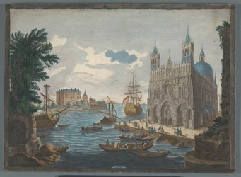 Vista de una catedral gótica en el paseo marítimo
Vue d