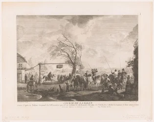 Signo de anillo en una posada de pueblo Cours de la bague (título sobre objeto) Impresiones de pinturas de Philips Wouwerman (título de la serie) Oeuvres de Ph.pe Wouwermans Hollandois (título de la serie)