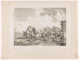 Partida de caza descansando junto a una fuente La Fontaine de Venus Impresiones de pinturas de Philips Wouwerman (título de la serie) Oeuvres de Ph.pe Wouwermans Hollandois (título de la serie)