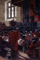 Anne du Bourg y Enrique II en el Parlamento de París, 10 de junio de 1559, 1893