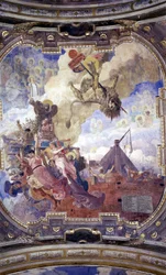 Techo del Ayuntamiento de Toulouse: Alegoría de la muerte de Simón de Montfort por Jean Paul Laurens