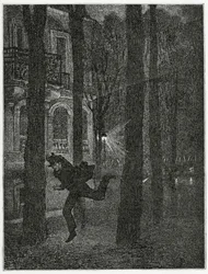 Prisionero fugitivo - ilustración de Histoire d’un crime, siglo XIX