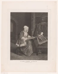 Interior con mujer dibujo Uso de estudio de La Hollandoise (título sobre objeto)