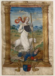 Humildad y orgullo. Les rondeaux des vertus, después de 1515 (Pergamino pintado e iluminado)