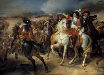 Guerra de los Treinta Años (1618-1648): Luis II de Borbón, Príncipe de Condé (Gran Condé) (1621-1686) en la Batalla de Lens, 20 de agosto de 1648, victoria sobre los españoles comandados por el Archiduque Leopoldo