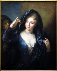 Retrato de mujer con collar de perlas