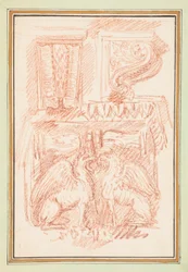 Dibujo encuadernado, Ménsulas y capitel de columna con águilas, en Dessins d