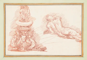 Fuente y figura masculina desnuda