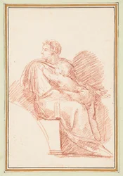 Josías con Jeconías en sus Brazos, Ancestros de Cristo del Techo de la Capilla Sixtina por Miguel Ángel
