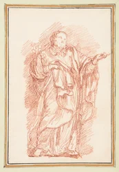 Figura de pie con la palma hacia arriba