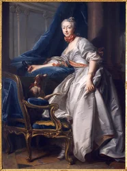 Retrato de Marie Anne de Montboisier Beaufort Canillac, Marquesa de Caumont. Pintura de Jean Valade (1709-1787), óleo sobre lienzo