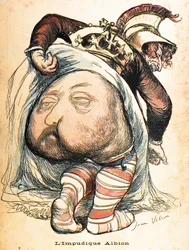 El Albion inmorbid - Eduardo VII. Caricatura de Jean Veber sobre la Guerra de los Bóers - “L
