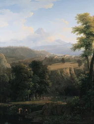 Una procesión ceremonial en un paisaje extenso