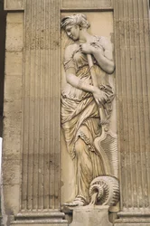 Francia, París, Les Halles, Fontaine des Innocents, talla de piedra, estatua de mujer