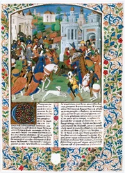 Chronique de la Bouquechardiere, historia universal compuesta por Jean de Courcy, señor de Bourg-Achard (pergamino)