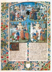 Chronique de la Bouquechardiere, historia universal compuesta por Jean de Courcy, señor de Bourg-Achard (pergamino)