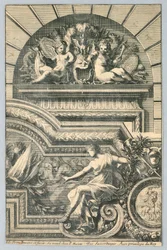 Diseño para sobrepuerta y marco, de "Recherche de Plusieurs Beaux Morceaux"