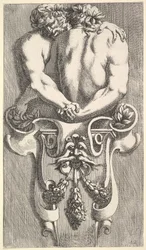 Diseño para un Término con Dos Sátiros Abrazados, de: Curieuses recherches de plusieurs beaus..., 1645