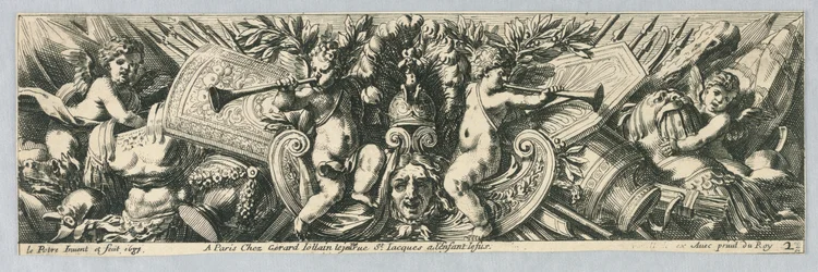 Frisos: trofeos de armas y putti