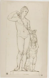 Escultura de Venus y Cupido, con armadura de Marte