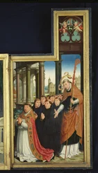 Políptico de la Glorificación de la Santísima Trinidad, panel que representa a monjes, 1509-15