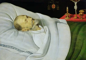 Antoine de Henin, Obispo de Ypres, en su lecho de muerte