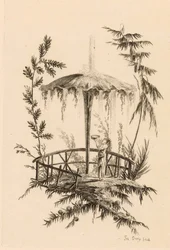 Fuente china en un paisaje