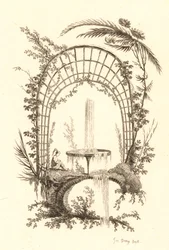 Fuente bajo pérgola