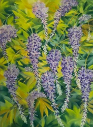 Flores y follaje de glicinas 1, 2023 (pastel sobre papel)