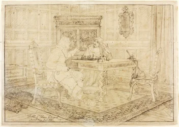 Boceto de "Jugadores de ajedrez"