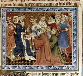 Marco Polo llega a la corte de Kublai Khan, c.1338-1410 (miniatura)