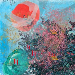 Abstracto de flores primaverales en pleno esplendor