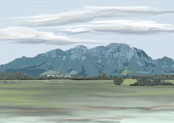 Paisaje de montañas lejanas