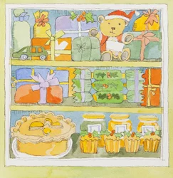 Interior de armario navideño (acuarela)