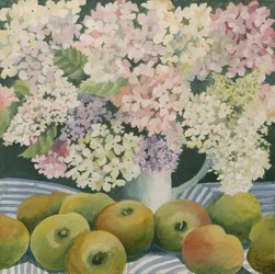 Hortensias y manzanas para cocinar (acrílico)