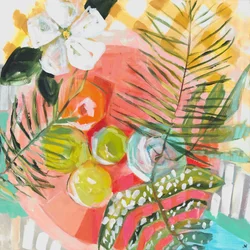 Decoración de mesa tropical