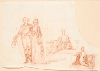 Boceto compositivo para el retrato familiar de Ryberg; a la derecha boceto de una figura femenina sentada
