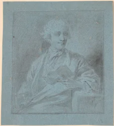 Estudio para un retrato de un joven sentado con un papel en la mano. Medio cuerpo de frente