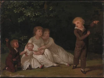 Los cinco hijos del artista en un jardín. Estudio