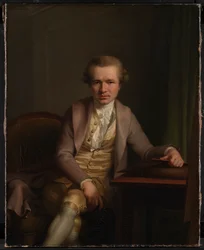 El grabador Johann Friderich Clemens en su mesa de trabajo