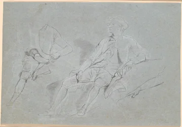 Boceto para un retrato de figura completa de un caballero, sentado al aire libre