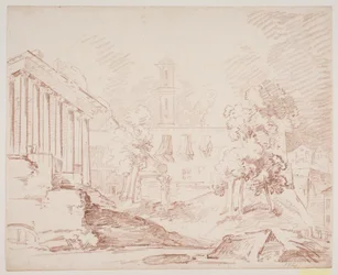 Prospecto italiano con templo e iglesia