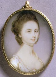 Retrato en miniatura de una dama con vestido blanco, c.1780-85