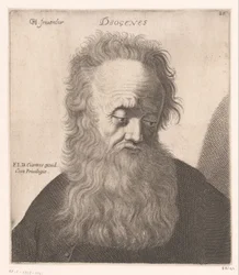 Retrato de Diógenes de Sinope Diógenes (título sobre objeto) Bustos de filósofos y reyes (título de serie)