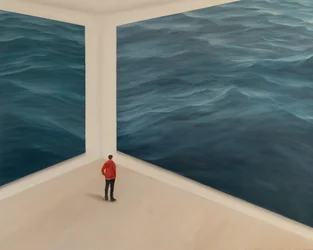 Mirando al mar, 2019 (óleo sobre lienzo)