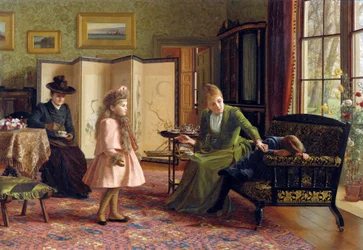 When First We Meet par Hayllar, Jessica (1858-1940). Óleo sobre lienzo, tamaño : 45,7x66